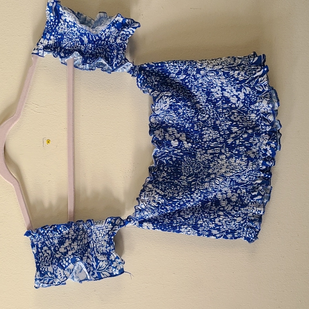 Shein Floral Smocked Bardot Top